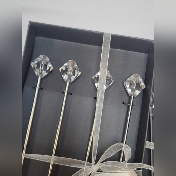 Thirstystone Elegant 4pcs Crystal Topper Metal Drink Stirrers (price per set) - Picture 2 of 9